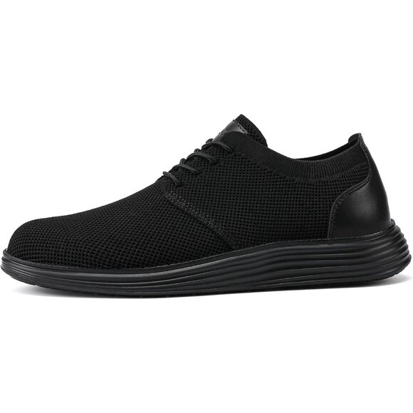 ⚡VILOCY Men's All Black Fashion Business Comfortable Breathable Dress Sneaker - Picture 3 of 9